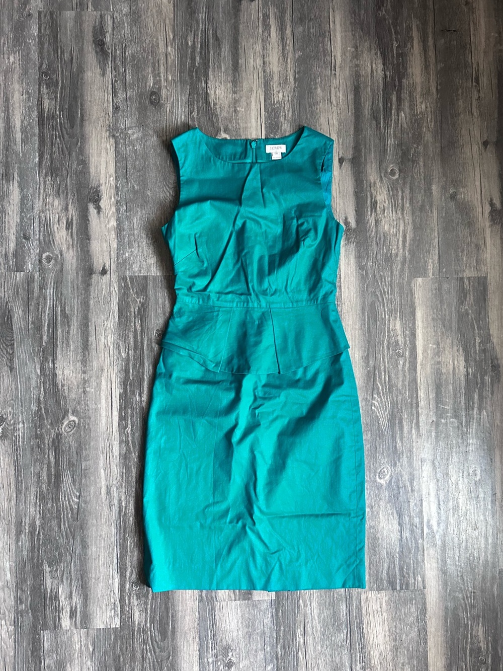 J.Crew Structured Sleeveless Peplum Midi Dress- Green - Size 00